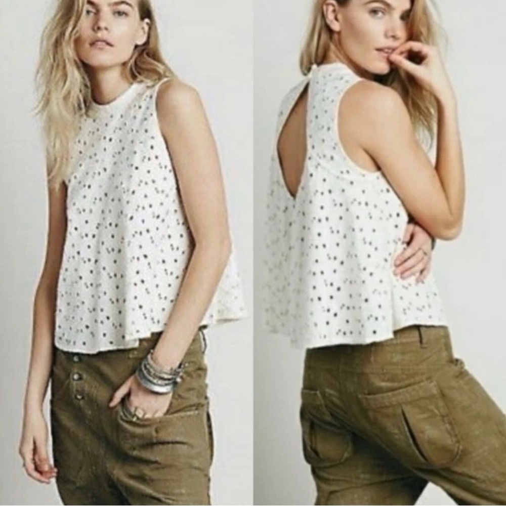 Free People Cupcake Mali Eyelet Swing Crop Top